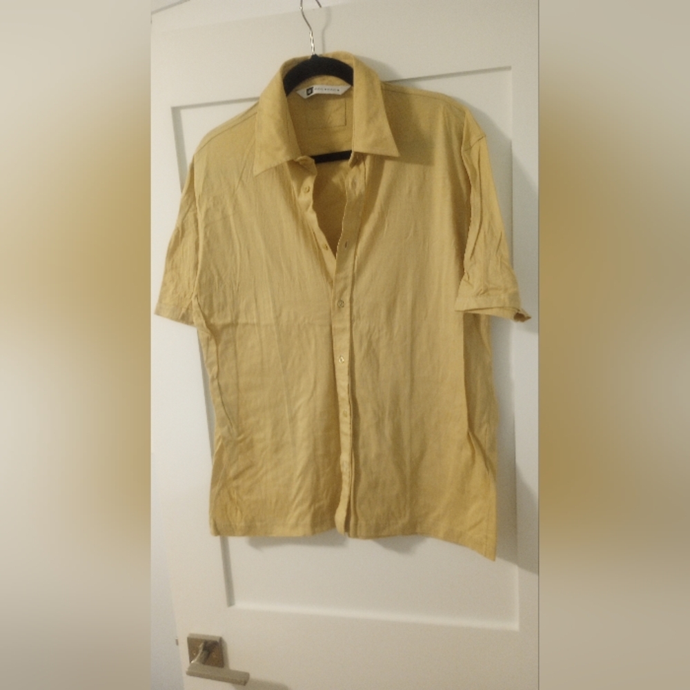 Bacharach Short Sleeve Button-Up Knit Shirt – Khaki, Size XL – 100% Cotton